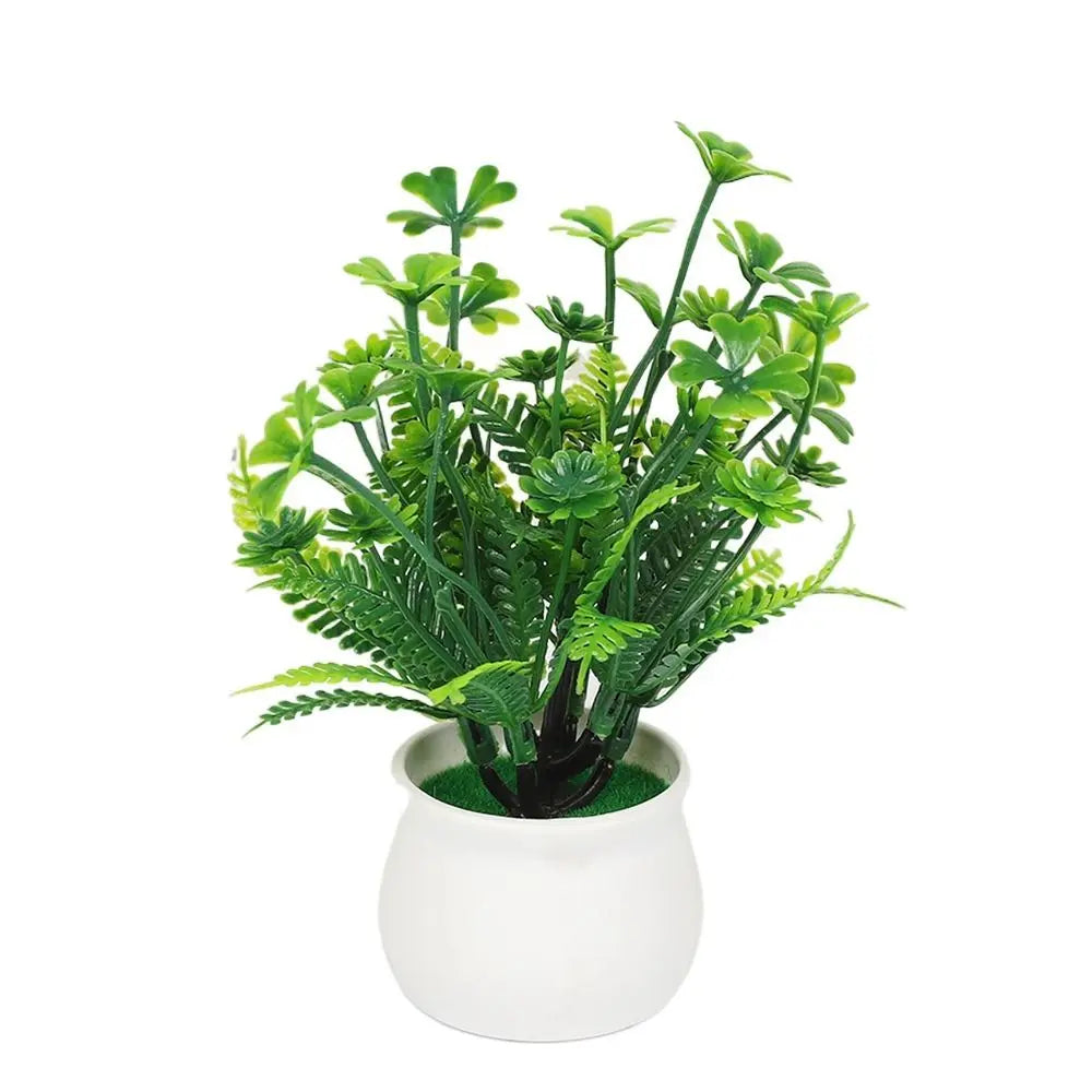 plantes artificielles vertes moderne pot blanc décoration extérieur feuilles simples anniversaire exposition réaliste