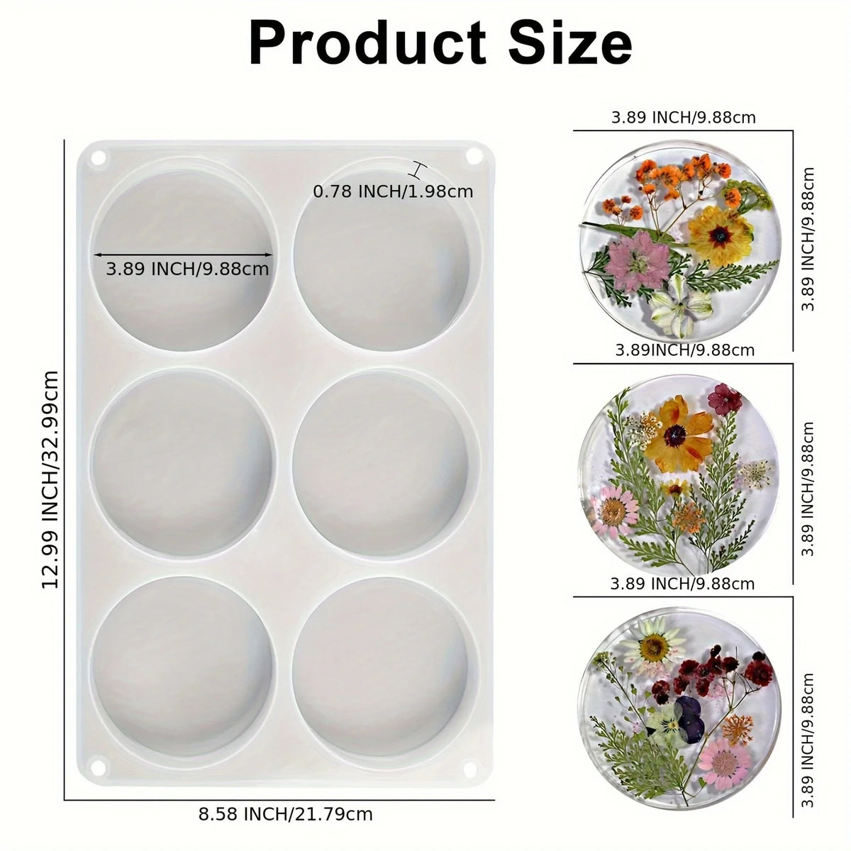 moule silicone coques transparentes fleurs séchées artisanat décoration maison epoxy résine circulaire cavités profondes