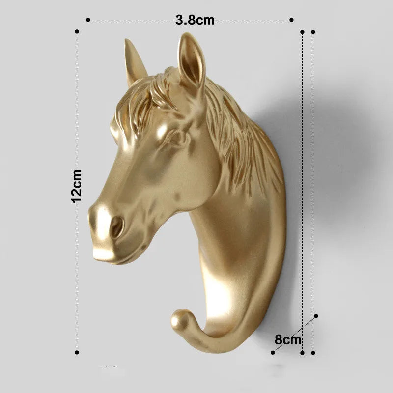 porte clefs mural animal or réaliste moderne éléphant rhinocéros cheval cerf bison PVC decoration
