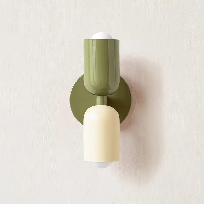applique murale moderne métal vert olive rouge beige orange fixée mur led