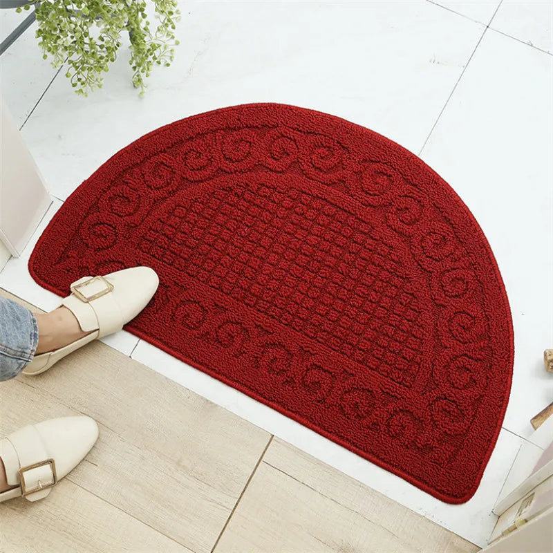 tapis demi circulaire moderne rouge bleu marine vert spirales polyester antidérapant salle bain chambre