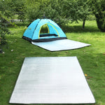 tapis sol bleu gris rayures horizontales moderne pique nique barbecue extérieur double face résistant