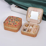 boîtes bijoux vintage zippées boho chic velours imprimé floral beige multifonctionnel porte bijoux travel