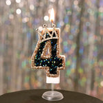bougies gâteau numérotées paillettes couronne festives anniversaire mariage décoration noire dorée bleue