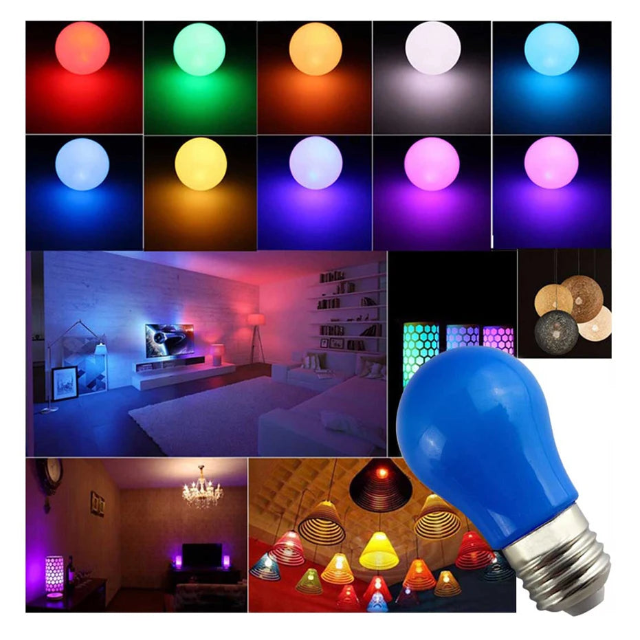 Ampoule LED E27 85mm 15000h bleue jaune verte blanche rose rouge moderne