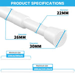 tige télescopique extensible ressort poteau rideau réglable fenêtre salle bains blanc noir moderne clips