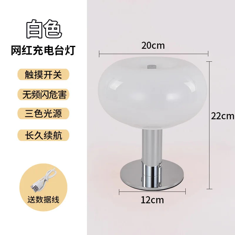 lampe table moderne rechargeable led orange rose bleu brillante base métallique sans fil