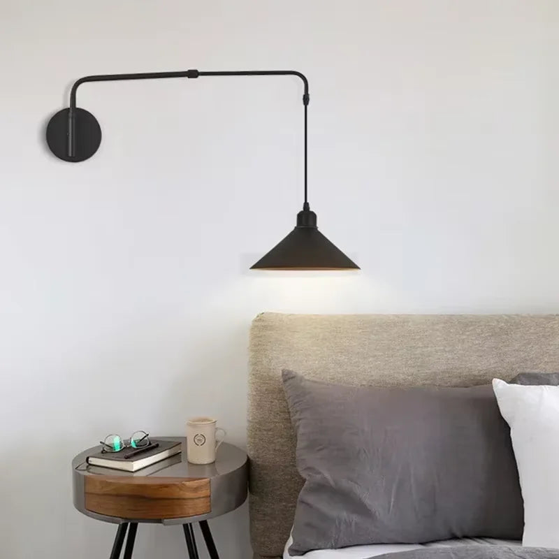 lampe murale moderne fer noir oscillante éclairage quotidien cuisine étude salle bain