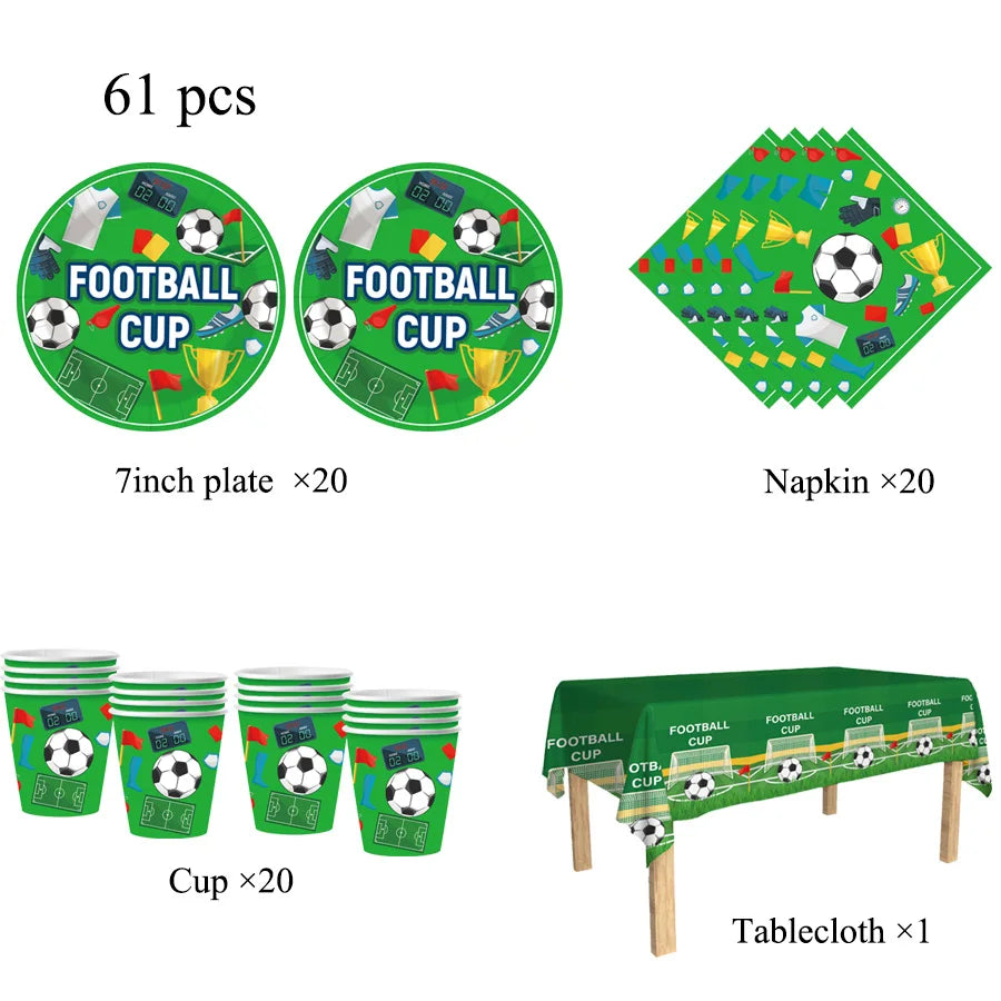 assiettes papier football motifs drapeaux ballons tablecloth serviettes napkins événements festifs anniversaires noël