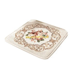coussin chaise mousse mémoire forme carrée classique fleurs bordure ornée rouge gris