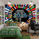affiche murale drapeaux nations personnages sportifs UNIFIED FOOTBALL 2026 moderne opaque sportive