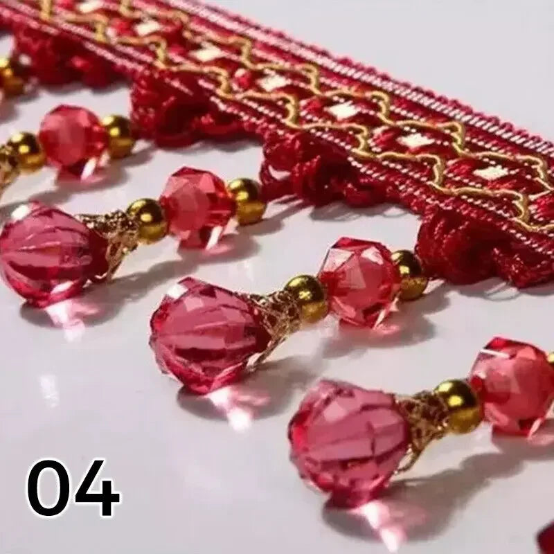 ruban décoratif brodé cristal rose marron violet vert jaune vêtement textile maison rideau