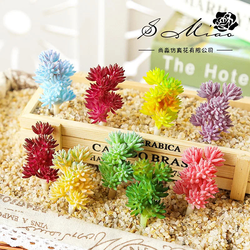 plantes artificielles feuilles pointues couleur variée réaliste deco extérieur exposant flocons neige succulente