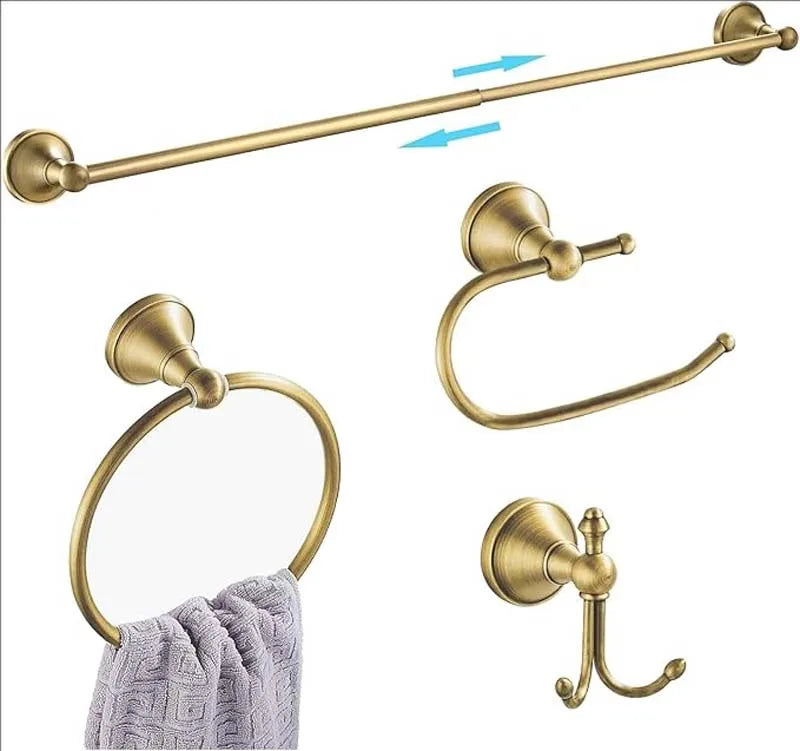 accessoires salle bain doré ornements floraux classique porte serviettes mural anneau crochet fixations vis