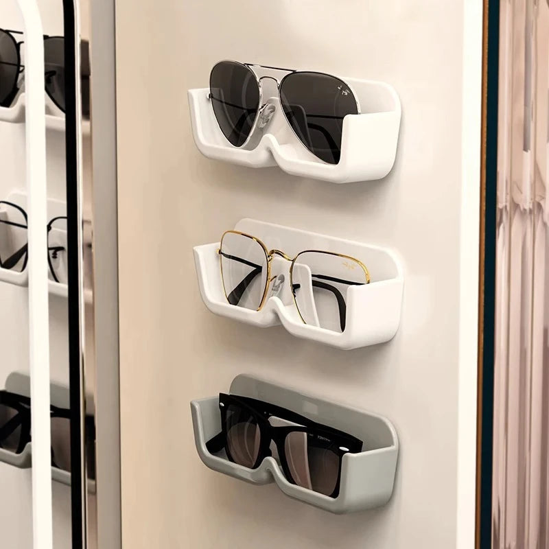porte lunettes mural blanc gris transparent adhésif moderne minimaliste rangement plastique respectueux environnement