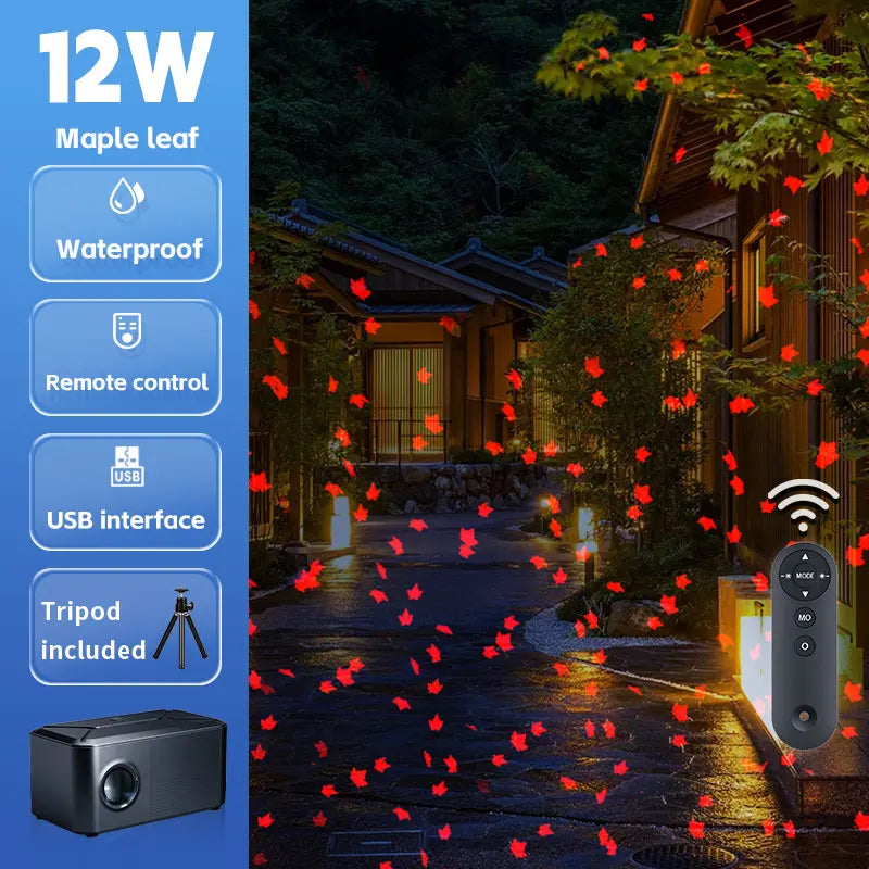 projecteur led portable 12w noir trépied télécommande effet neige lucioles patio fêtes mariage