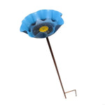 fleurs décoratives extérieures vert rouge bleu tige métallique pied fourche floral stylisé