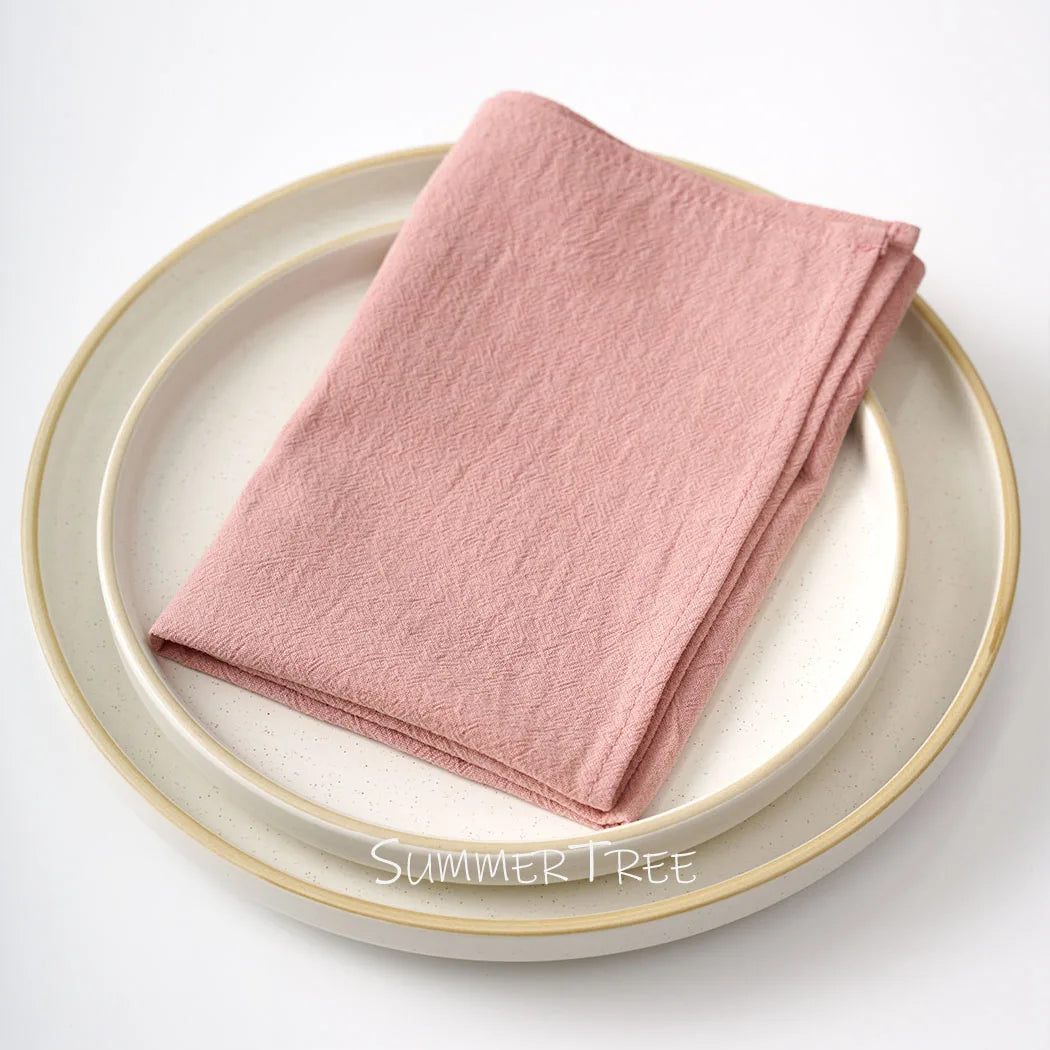 serviettes coton 40x40cm beige clair simple rustique réutilisables table maison party
