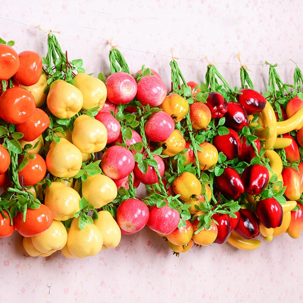 décoration murale guirlande fruits artificiels moderne réaliste clips vert rouge jauneintérieur