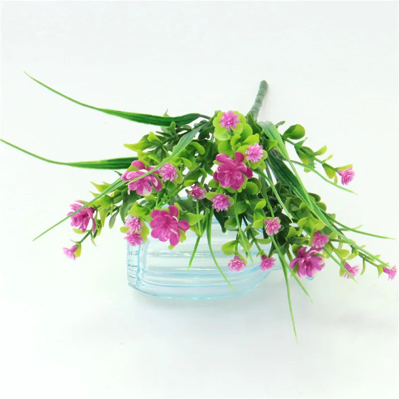 bouquet artificiel moderne fleurs blanches violettes jaunes ornement maison extérieur noël anniversaire mariage
