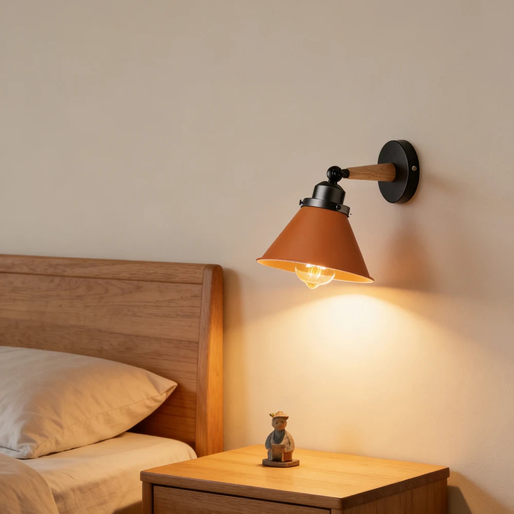 lampe murale industrielle conique marron sans ampoule e27 vintage fixée mur opaque