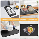 tapis séchage vaisselle silicone moderne noir surface rugueuse adhésif tasses assiettes couverts