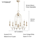 lustre blanc vieilli cristal vintage classique six lumières ornements métal chain adjustable