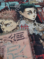 tapisserie anime personnages japonais texte bordure frisée portable voyage maison