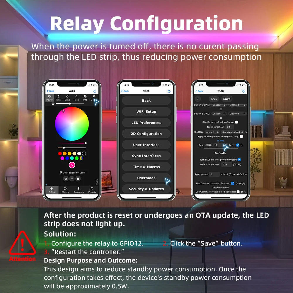 contrôleur led esp32 wled wifi noir blanc programmable addressable pixel strip rgbic ws2812