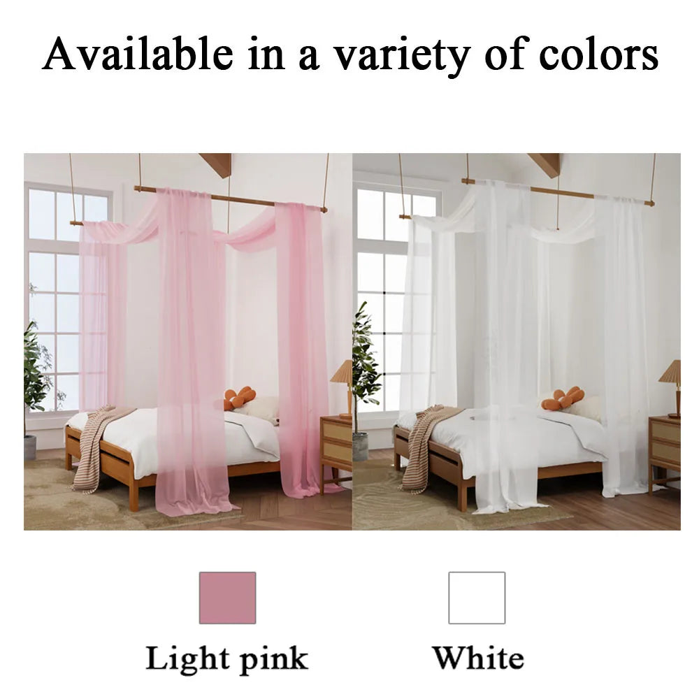 rideau lit transparent moderne rose clair adultes queen king size plié machine lavableextérieur chambre