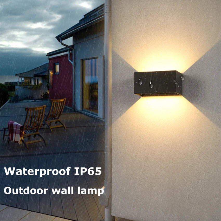 lampe murale led moderne noire ip65 verre trempé ajustable 24w 200mm