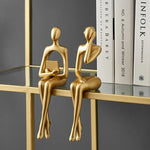 statues miniatures dorées résine modernes décoratives salon noël simples minimalistes