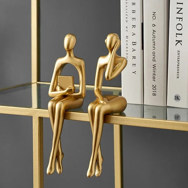 statues miniatures dorées résine modernes décoratives salon noël simples minimalistes