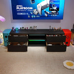 meuble tv gamer moderne figurines décoration led verte hello kitty