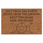 tapis d'entrée marron lunes pentacle anti dérapant caoutchouc texture coco résistant imperméable