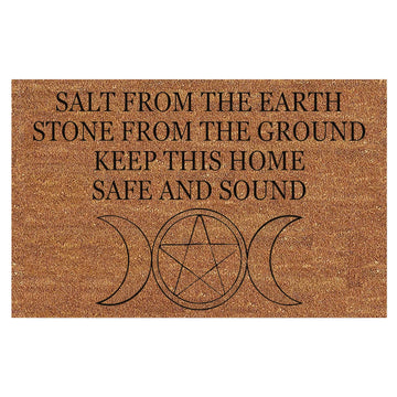 tapis d'entrée marron lunes pentacle anti dérapant caoutchouc texture coco résistant imperméable