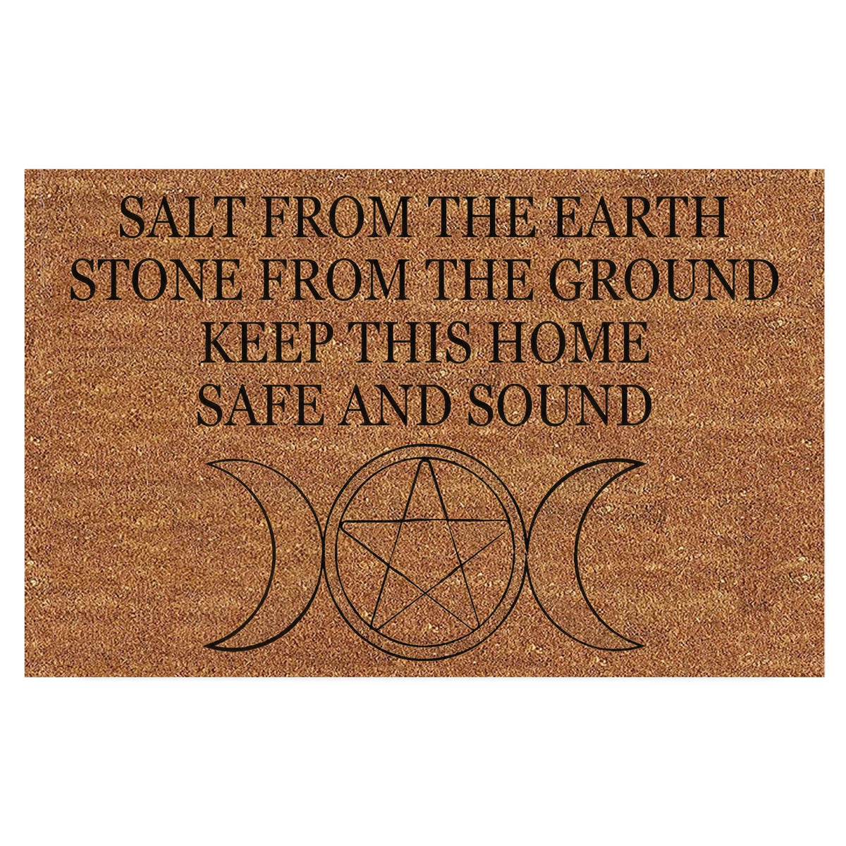 tapis d'entrée marron lunes pentacle anti dérapant caoutchouc texture coco résistant imperméable