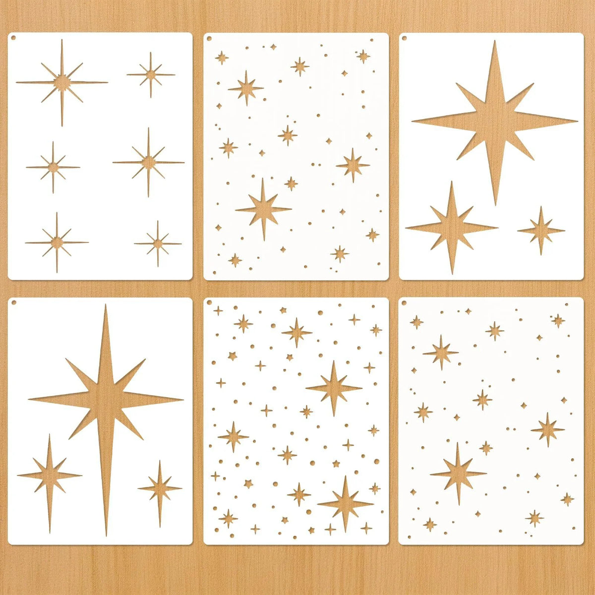 stencils étoiles réutilisables blanc or bleu gris jaune minimaliste moderne adhésif peinture diy mur