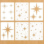 stencils étoiles réutilisables blanc or bleu gris jaune minimaliste moderne adhésif peinture diy mur