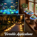 pierres fluorescentes bleu vert jaune rose modernes lisses jardin patio décor lumineux