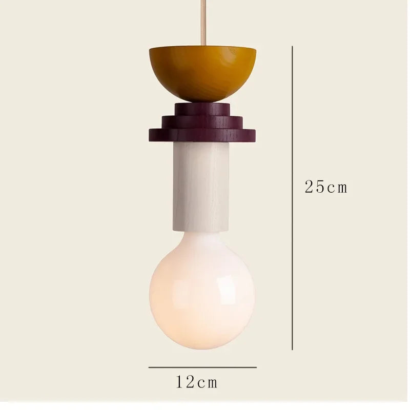 Suspension lumineuse moderne bois naturel rouge beige blanc bleu marron plastique translucide