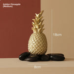 ananas decoratif ornement moderne resine dorée deco salon photo creative minimaliste triangles or blanc