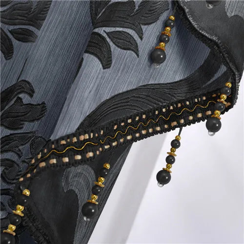rideau floral semi transparent classique beige noir marron gris élégant decoration
