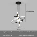 lampe suspendue moderne scandinave anneau métallique noir blanc doré salon chambre
