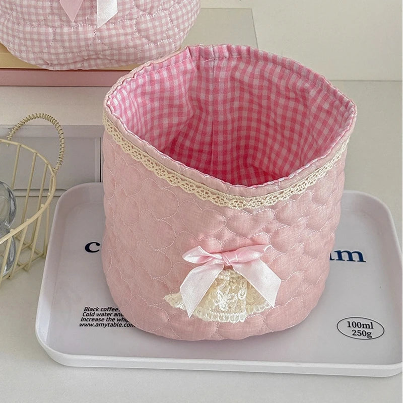 panier rangement pliable rose bleu blanc rayures carreaux fleurs vintage doux