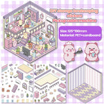 stickers 3d maison poupées animées rose blanc vert décoration enfant crafting mignon detalles adhesifs
