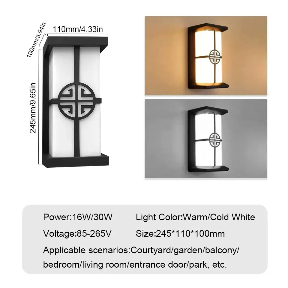lampe murale led motion sensor ip65 abs contemporaine noire blanche 245mm 110mm 100mm