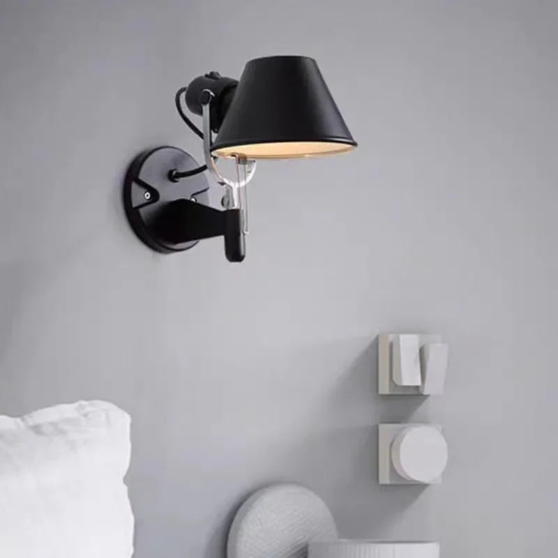 lampe murale articulée moderne bras réglable noir argenté led clip fixe chambre