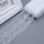 ruban dentelle polyester largeur 75mm couleurs rouge rose vert bleu motifs floraux classique