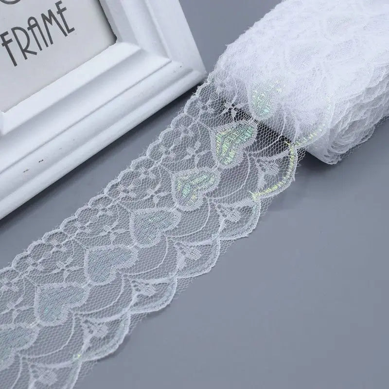 ruban dentelle polyester largeur 75mm couleurs rouge rose vert bleu motifs floraux classique